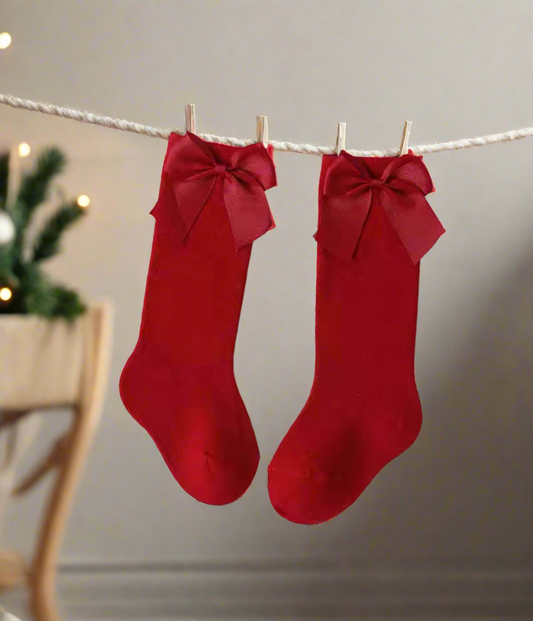 Red bow socks