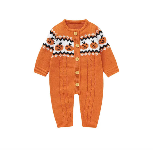 Pumpkin sweater knit onesie