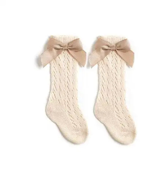 Tan bow socks