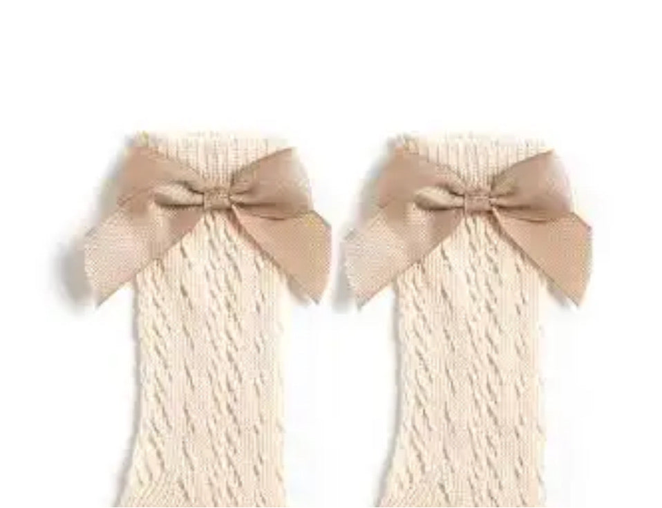 Tan bow socks